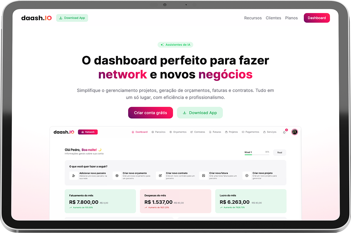 Mockup de um software